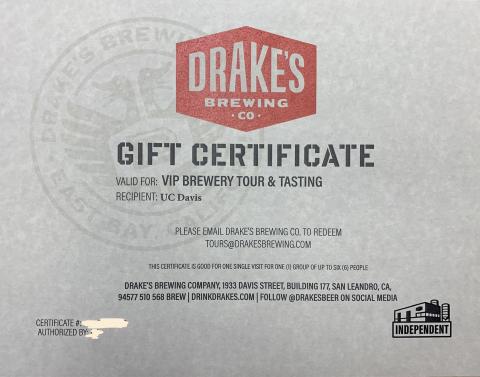 Drake's Brewing Certificate